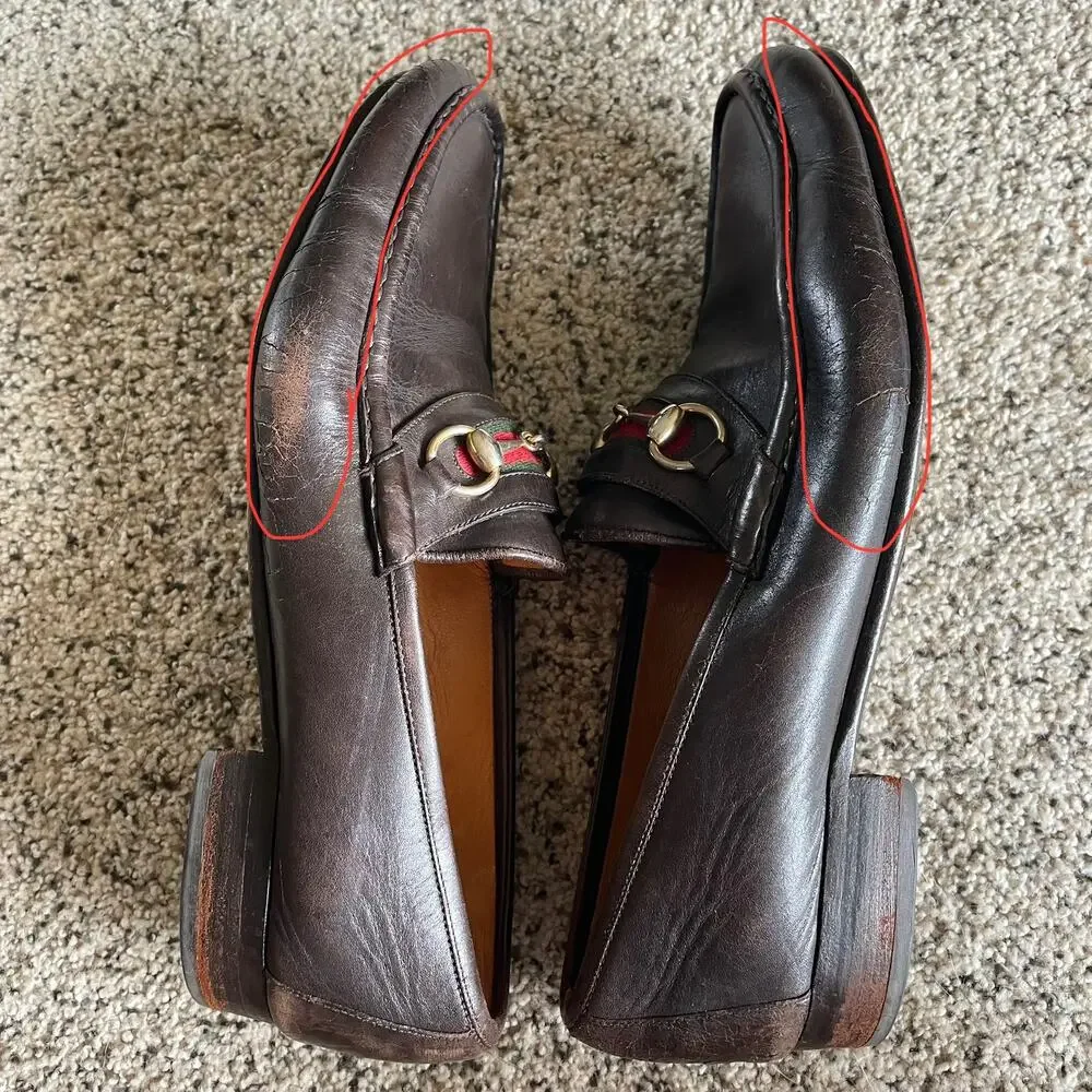 Vintage Gucci Horsebit Loafer Brown Leather Green Red Web Men's EU 46.5 / US 12